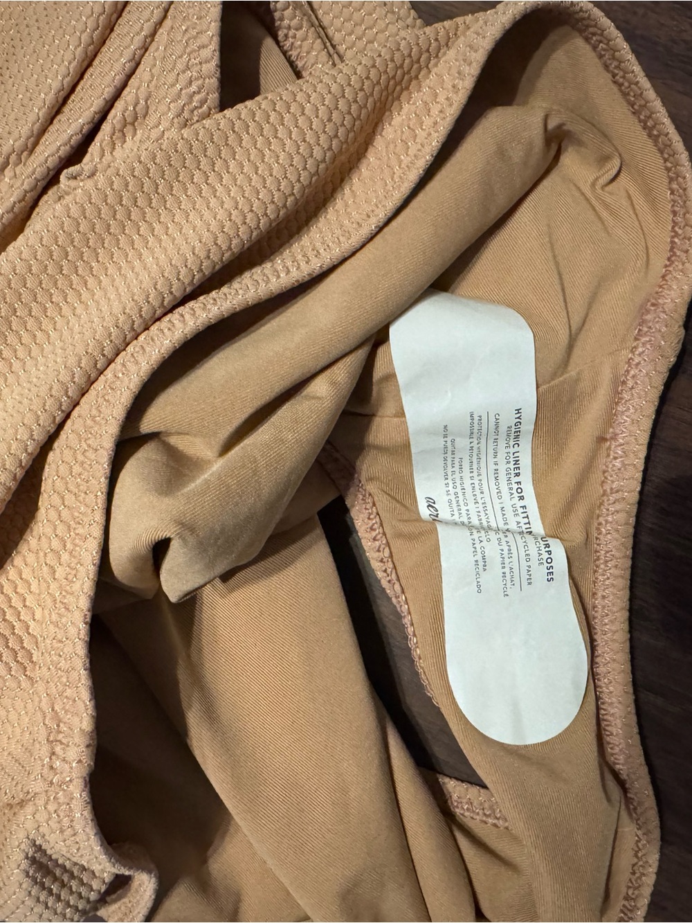 aerie One-Piece Swimsuit in Beige Tan with Waist Tie - Picture 4 of 5